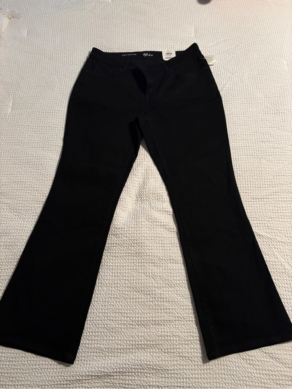 Style & Co. Women's Black Wide Leg Jeans 14S Curvy Boot Cut Low Rise